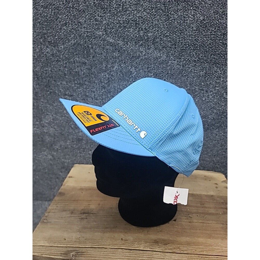 NWT Carhartt Force Flexfit Logo Graphic Work Snapback Cap Hat - Azure Blue